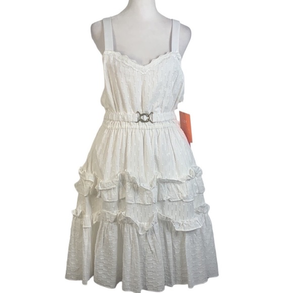 LDT Celia White Eyelet Tiered Mini Dress- NWT - Picture 2 of 15